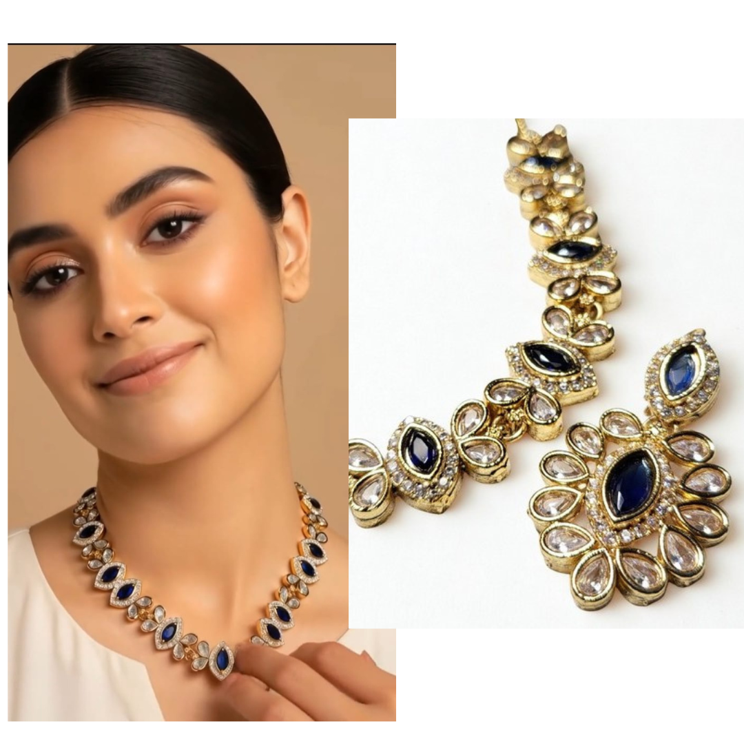 Royal Blue Kundan Neclace