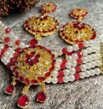 pearl choker necklace with red ruby