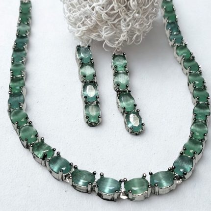 Silver Pear Drop Necklace Set