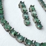 Green & Silver Pear Drop Necklace Set