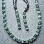 Emerald Green & Silver Pear Drop Necklace Set
