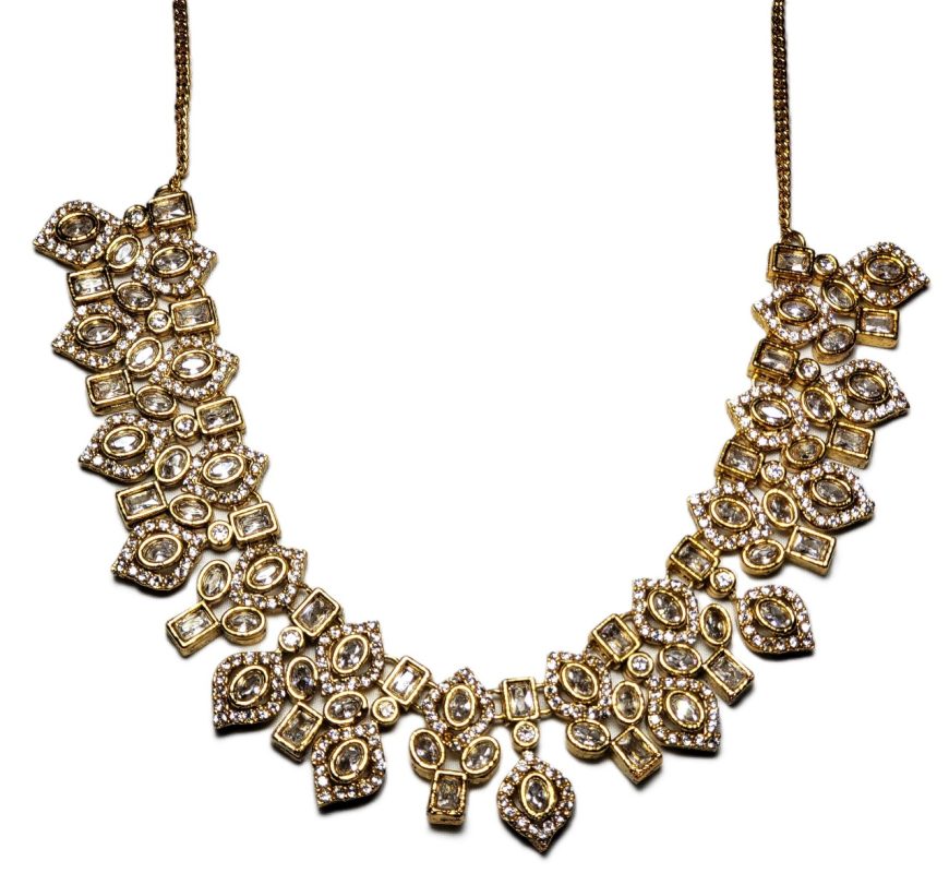 Dazzling Gold & White Kundan Choker Set