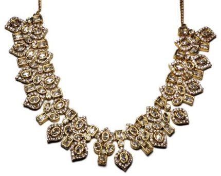 Dazzling Gold & White Kundan Choker Set