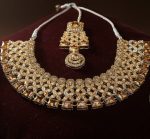 Champagne & Silver Kundan Maang Tikka Necklace Set