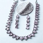 Pale Pink Teardrop Stone Necklace & Earring Set
