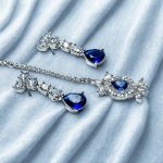 Royal Blue CZ Earrings & Maang Tikka