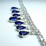 Royal Blue CZ Necklace, Earrings & Maang Tikka Set